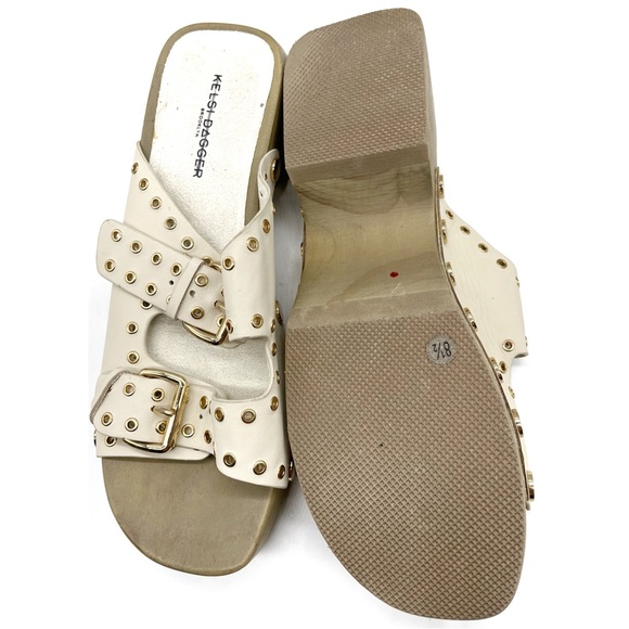 Kelsi Dagger Brooklyn Jolt Studded Heeled Sandals Creme Anthropology Size 8.5 - Picture 5 of 8